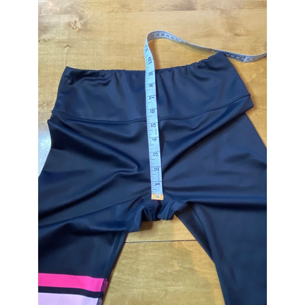 Peloton X Kali Retro Crop Leggings Medium Black w Stripes USA - Picture 15 of 16